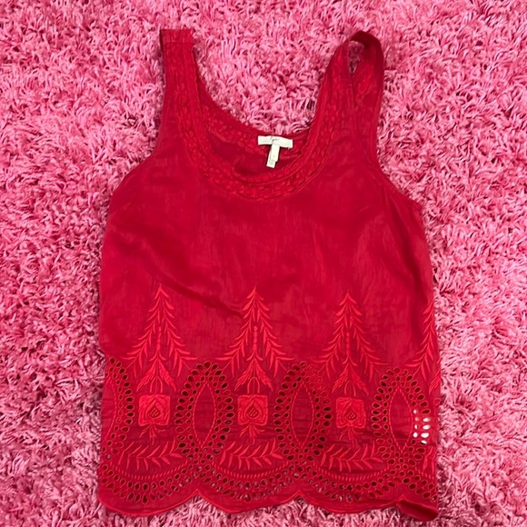 Joie Red Cropped Embellished Tank Top - Picture 1 of 6